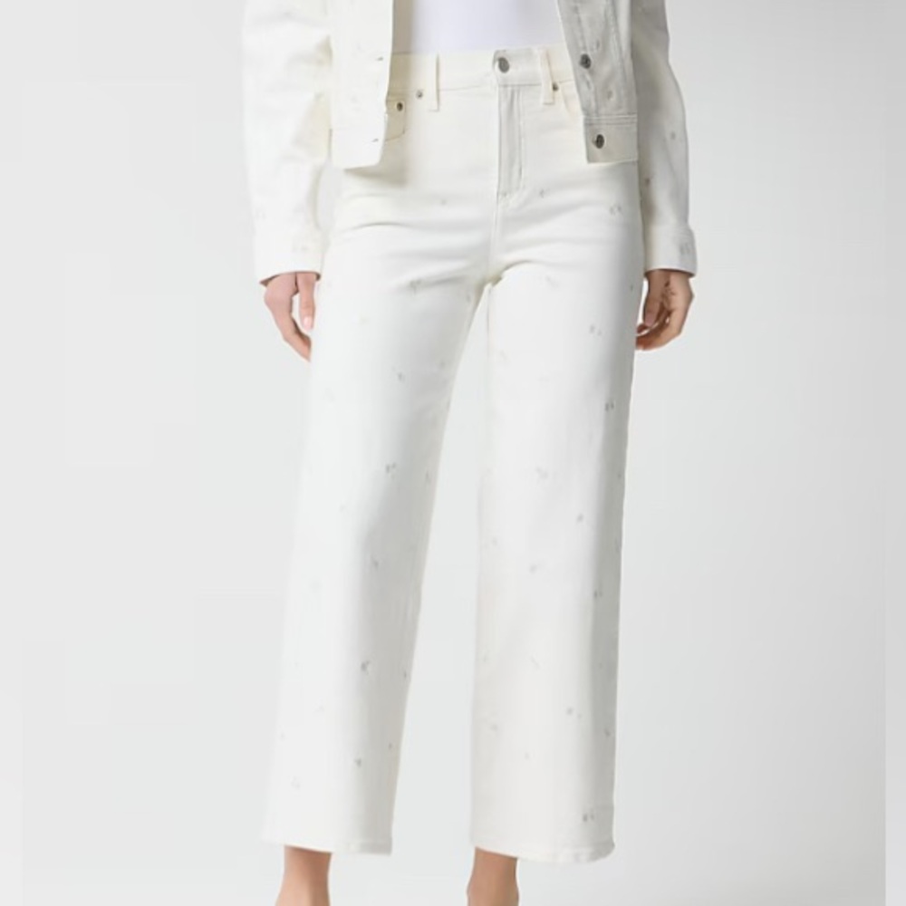 J. Crew White Wide-Leg Crop Pants